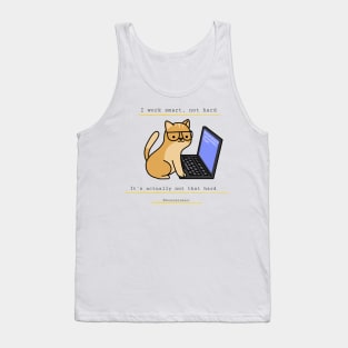 I Work Smart, Not Hard Funny Cat Print Tank Top